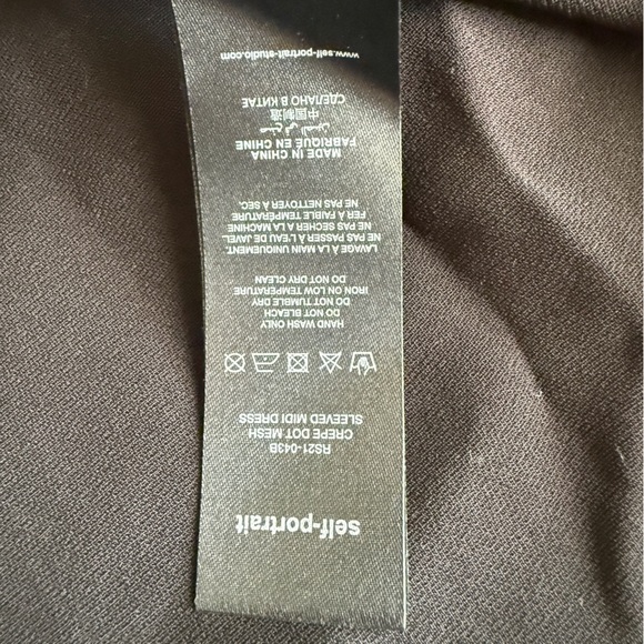 Self-Portrait Crepe Dot Mesh Sleeved Midi Dress sz 10 - Picture 11 of 14